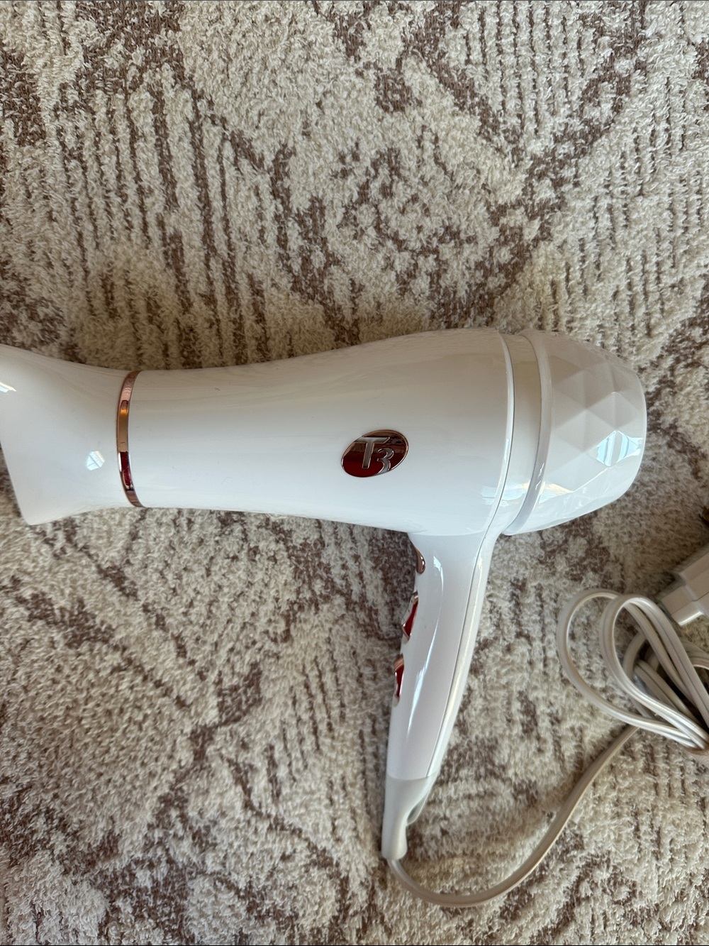 T3 Featherweight Luxe Hair Dryer White Rose Gold Blow Dryer Model 73849 EUC - Picture 4 of 8